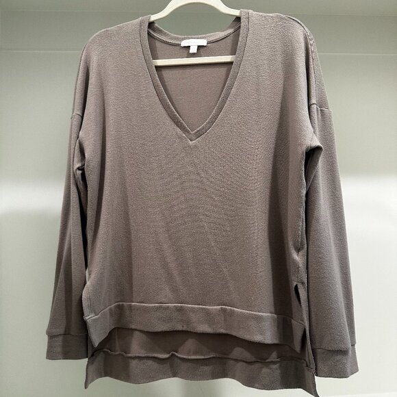 Beyond Yoga Cozy V-Neck Pullover - Taupe Brown, Size XS - Picture 1 of 2